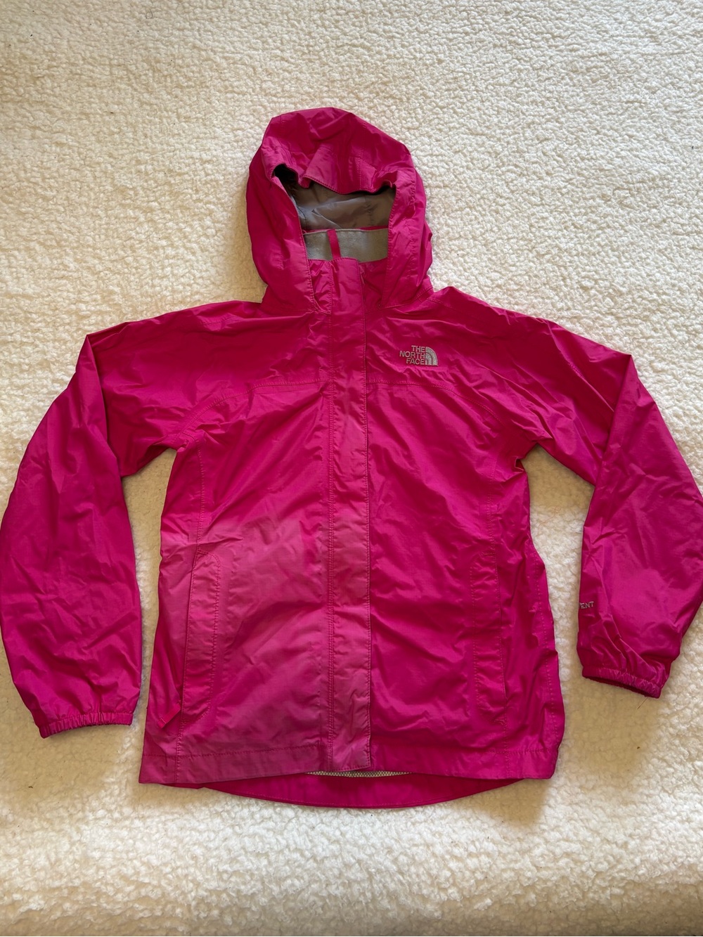 The North Face Girls Hot Pink Lightweight Hooded Rain Jacket